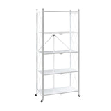 Maxbell Foldable Bookshelf Corner Shelf Organization Cart Free Standing for Bathroom Five Tier White