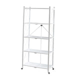 Maxbell Foldable Bookshelf Corner Shelf Organization Cart Free Standing for Bathroom Five Tier White