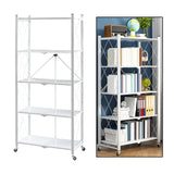 Maxbell Foldable Bookshelf Corner Shelf Organization Cart Free Standing for Bathroom Five Tier White