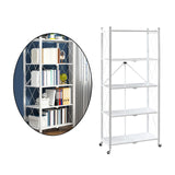 Maxbell Foldable Bookshelf Corner Shelf Organization Cart Free Standing for Bathroom Five Tier White