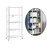 Maxbell Foldable Bookshelf Corner Shelf Organization Cart Free Standing for Bathroom Five Tier White