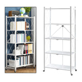 Maxbell Foldable Bookshelf Corner Shelf Organization Cart Free Standing for Bathroom Five Tier White