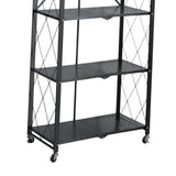 Maxbell Foldable Bookshelf Corner Shelf Organization Cart Free Standing for Bathroom Five Tier  Black