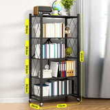 Maxbell Foldable Bookshelf Corner Shelf Organization Cart Free Standing for Bathroom Five Tier  Black