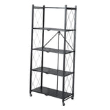 Maxbell Foldable Bookshelf Corner Shelf Organization Cart Free Standing for Bathroom Five Tier  Black