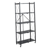 Maxbell Foldable Bookshelf Corner Shelf Organization Cart Free Standing for Bathroom Five Tier  Black
