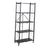 Maxbell Foldable Bookshelf Corner Shelf Organization Cart Free Standing for Bathroom Five Tier  Black