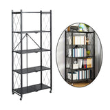 Maxbell Foldable Bookshelf Corner Shelf Organization Cart Free Standing for Bathroom Five Tier  Black