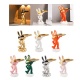 Maxbell Chinese Style Rabbit Figurine Art Crafts Jewelry Tray for Party Table Decor Aureate