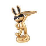 Maxbell Chinese Style Rabbit Figurine Art Crafts Jewelry Tray for Party Table Decor Aureate