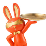 Maxbell Chinese Style Rabbit Figurine Art Crafts Jewelry Tray for Party Table Decor Orange