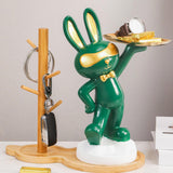 Maxbell Chinese Style Rabbit Figurine Art Crafts Jewelry Tray for Party Table Decor Green