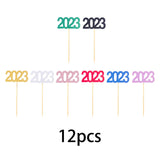 Maxbell 12Pcs 2023 Cupcake Topper Glitter for Party Decor Birthday Theme Supplies Aureate