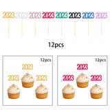 Maxbell 12Pcs 2023 Cupcake Topper Glitter for Party Decor Birthday Theme Supplies Aureate