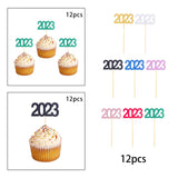 Maxbell 12Pcs 2023 Cupcake Topper Glitter for Party Decor Birthday Theme Supplies Aureate