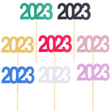 Maxbell 12Pcs 2023 Cupcake Topper Glitter for Party Decor Birthday Theme Supplies Aureate