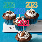 Maxbell 12Pcs 2023 Cupcake Topper Glitter for Party Decor Birthday Theme Supplies Aureate