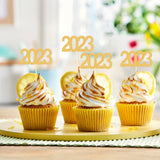 Maxbell 12Pcs 2023 Cupcake Topper Glitter for Party Decor Birthday Theme Supplies Aureate
