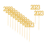 Maxbell 12Pcs 2023 Cupcake Topper Glitter for Party Decor Birthday Theme Supplies Aureate