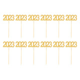 Maxbell 12Pcs 2023 Cupcake Topper Glitter for Party Decor Birthday Theme Supplies Aureate