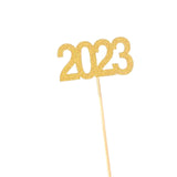 Maxbell 12Pcs 2023 Cupcake Topper Glitter for Party Decor Birthday Theme Supplies Aureate