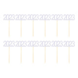 Maxbell 12Pcs 2023 Cupcake Topper Glitter for Party Decor Birthday Theme Supplies Argent