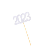 Maxbell 12Pcs 2023 Cupcake Topper Glitter for Party Decor Birthday Theme Supplies Argent