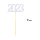 Maxbell 12Pcs 2023 Cupcake Topper Glitter for Party Decor Birthday Theme Supplies Argent