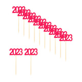 Maxbell 12Pcs 2023 Cupcake Topper Glitter for Party Decor Birthday Theme Supplies Red