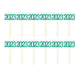 Maxbell 12Pcs 2023 Cupcake Topper Glitter for Party Decor Birthday Theme Supplies Green
