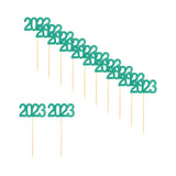Maxbell 12Pcs 2023 Cupcake Topper Glitter for Party Decor Birthday Theme Supplies Green