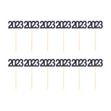 Maxbell 12Pcs 2023 Cupcake Topper Glitter for Party Decor Birthday Theme Supplies Black