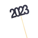 Maxbell 12Pcs 2023 Cupcake Topper Glitter for Party Decor Birthday Theme Supplies Black