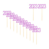 Maxbell 12Pcs 2023 Cupcake Topper Glitter for Party Decor Birthday Theme Supplies Violet