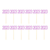 Maxbell 12Pcs 2023 Cupcake Topper Glitter for Party Decor Birthday Theme Supplies Violet