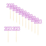 Maxbell 12Pcs 2023 Cupcake Topper Glitter for Party Decor Birthday Theme Supplies Violet
