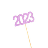 Maxbell 12Pcs 2023 Cupcake Topper Glitter for Party Decor Birthday Theme Supplies Violet