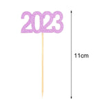 Maxbell 12Pcs 2023 Cupcake Topper Glitter for Party Decor Birthday Theme Supplies Violet
