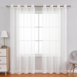 Maxbell Modern Voile Curtains Exquisite Curtains for Living Room Decoration White