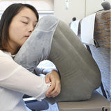 Maxbell Inflatable Travel Pillow Neck Support Headrest for Airplane Train Travel Gray