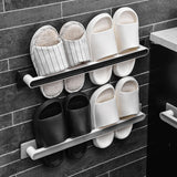 Maxbell Wall Mount Slipper Rack Anti Skid Drilling Free Hanging for Bathroom Door Black with white