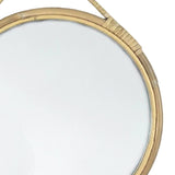 Maxbell Round Wall Mirror Rattan Frame 11'' Round for Living Room Bathroom Bedroom