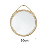 Maxbell Round Wall Mirror Rattan Frame 11'' Round for Living Room Bathroom Bedroom