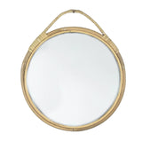 Maxbell Round Wall Mirror Rattan Frame 11'' Round for Living Room Bathroom Bedroom