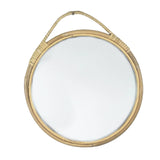 Maxbell Round Wall Mirror Rattan Frame 11'' Round for Living Room Bathroom Bedroom