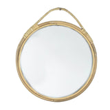 Maxbell Round Wall Mirror Rattan Frame 11'' Round for Living Room Bathroom Bedroom