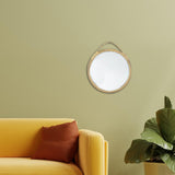 Maxbell Round Wall Mirror Rattan Frame 11'' Round for Living Room Bathroom Bedroom