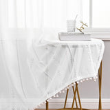 Maxbell White Yarn Curtain 140Cmx175cm for Farmhouse Bedroom Living Room