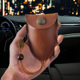 Maxbell Multifunction Car Key Holder PU Leather Pendant for Business Men Women Black