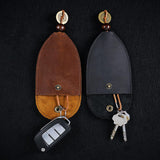 Maxbell Multifunction Car Key Holder PU Leather Pendant for Business Men Women Black